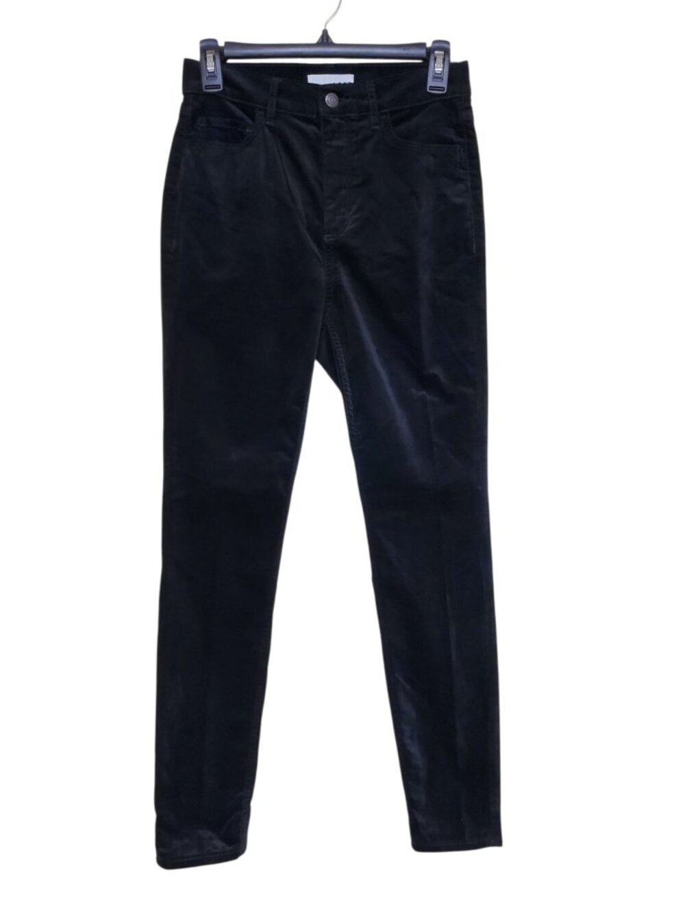 Ann Taylor LOFT Women's Black Velvet Velour High Rise Skinny Leg Pants Sz 26 / 2